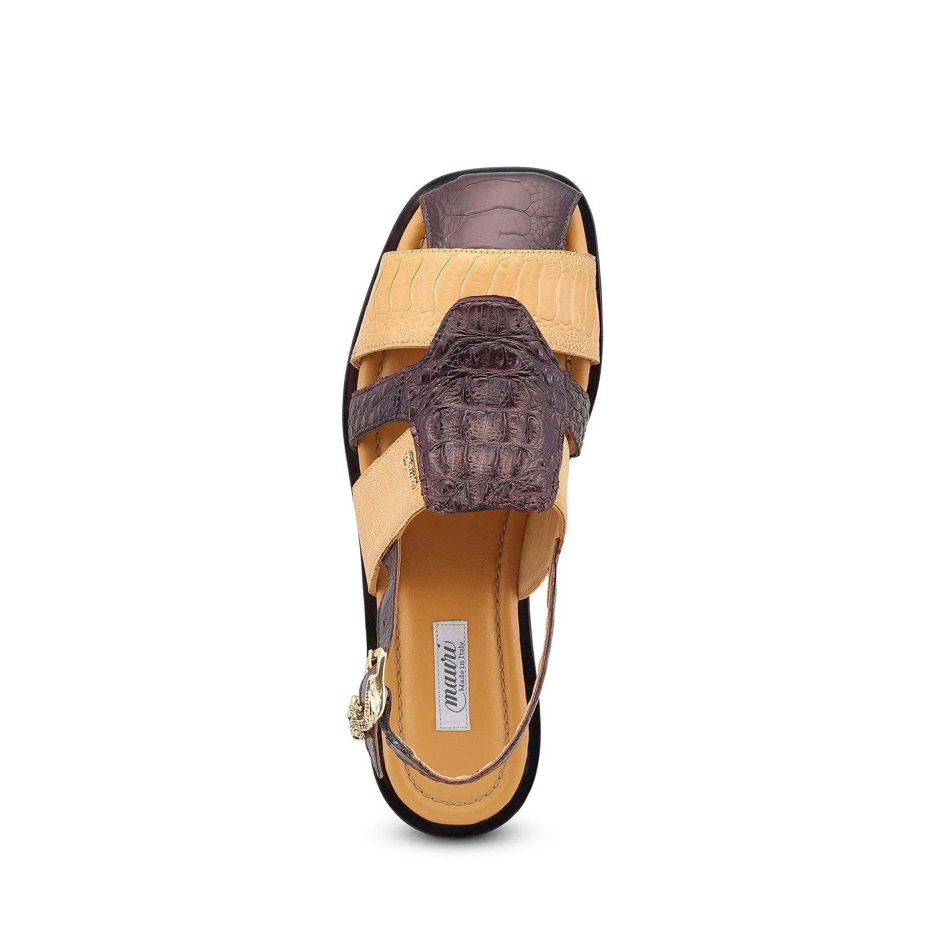 Mauri Tahiti 5161 Men's Shoes Sport Rust & Light Caramel Exotic Ostrich / Hornback Casual Sandals (MA5522)