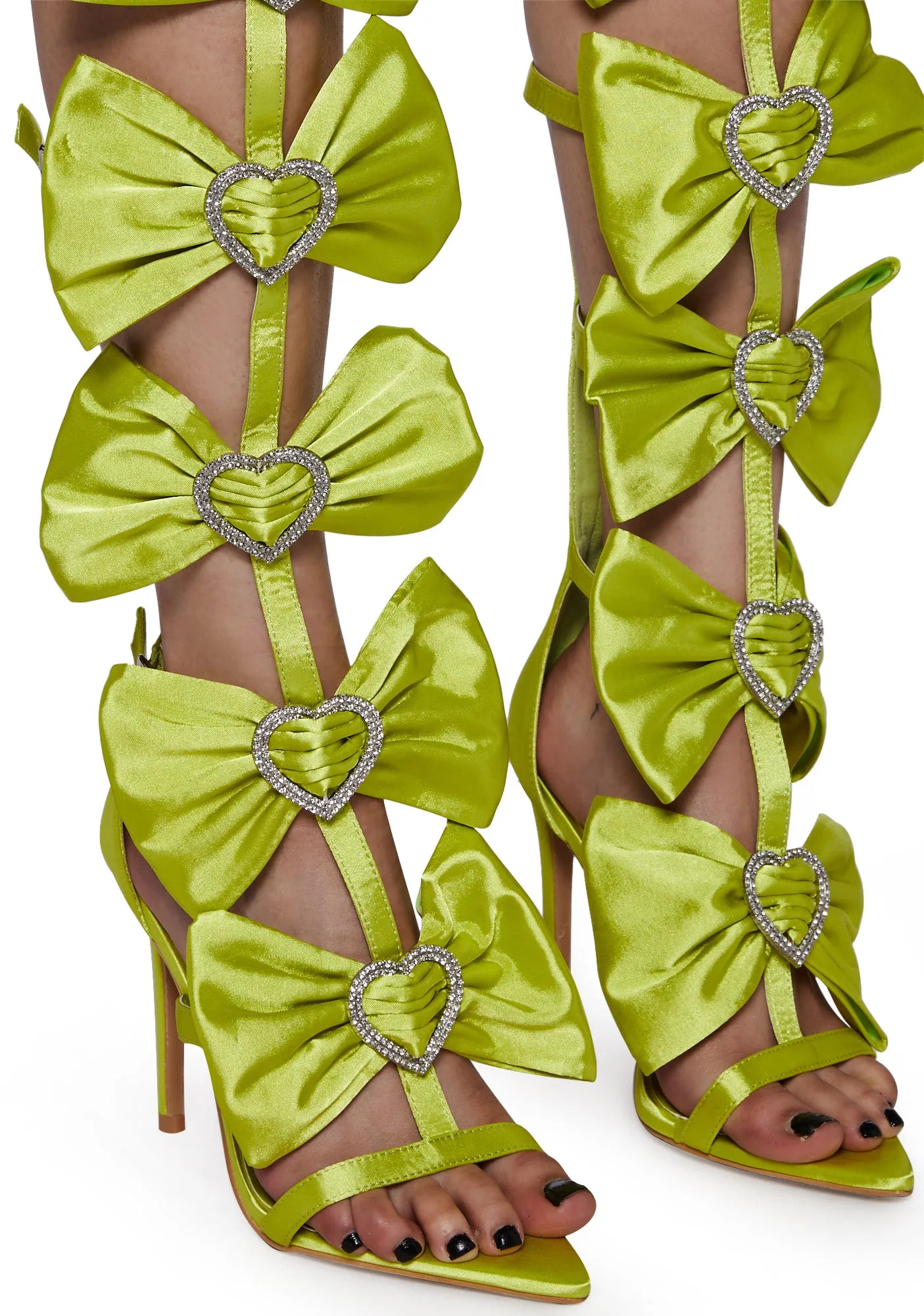 Meet The Beau Satin Heels - Yellow-