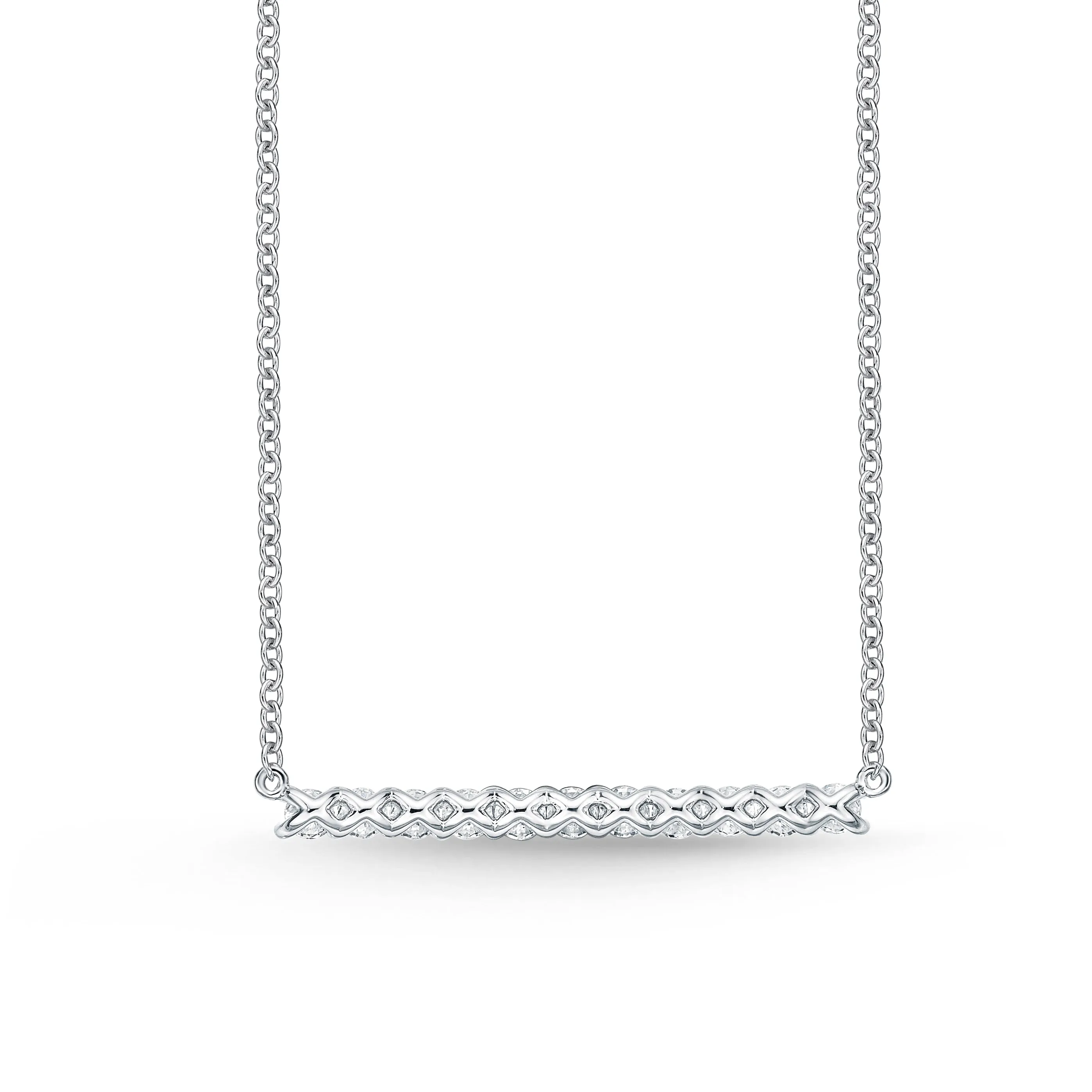 Memoire 18k White Gold Prong-Set Diamond Bar Necklace