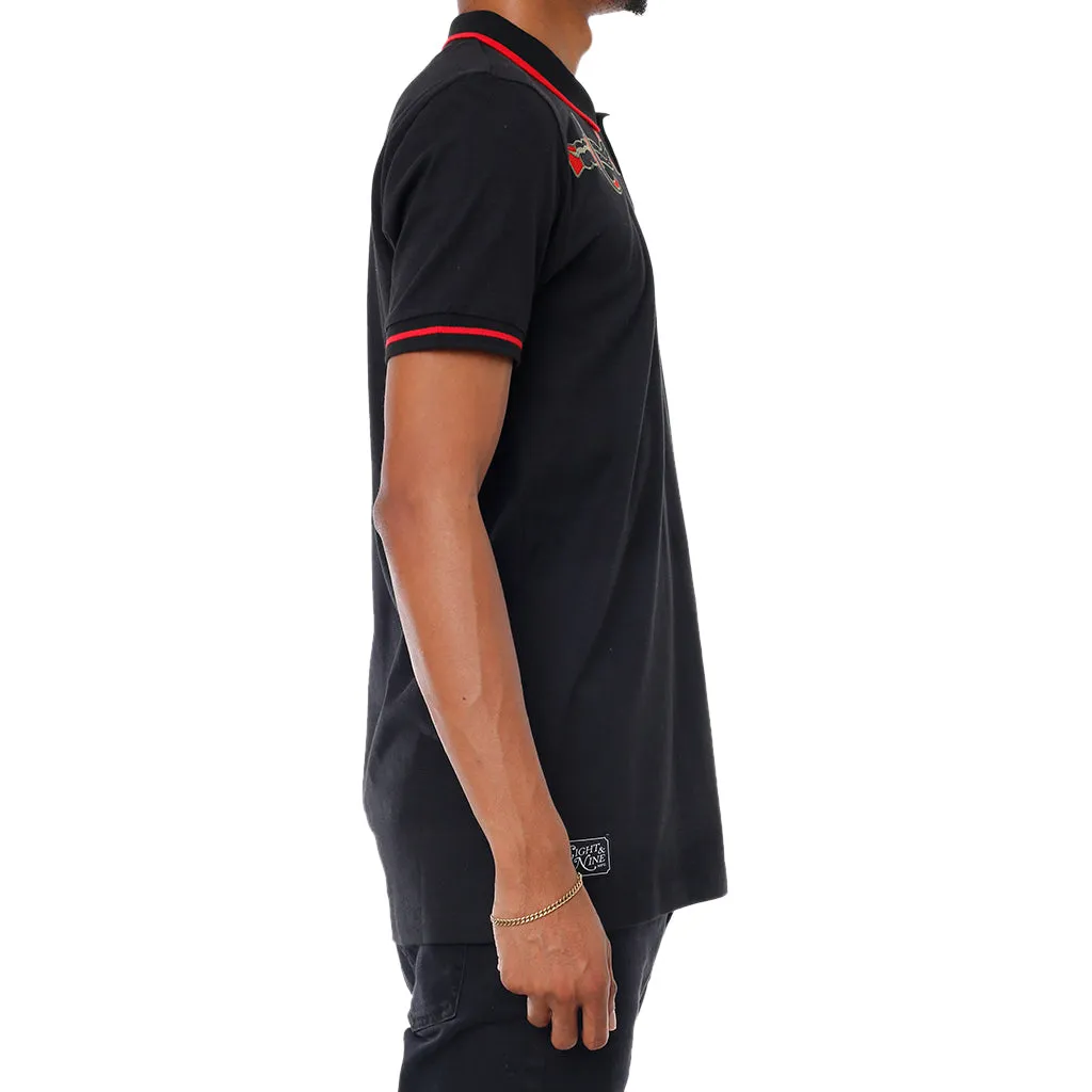 Memorial Embroidered Polo Shirt Black