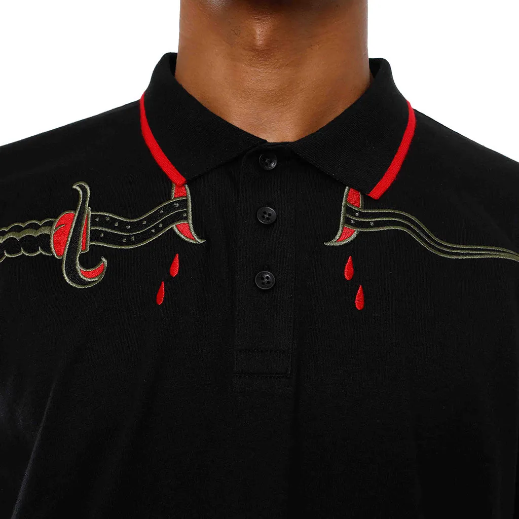 Memorial Embroidered Polo Shirt Black