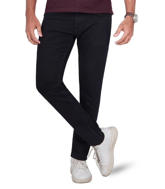 Men Black Slim Fit Jeans - Normal Stretch Denim Pant