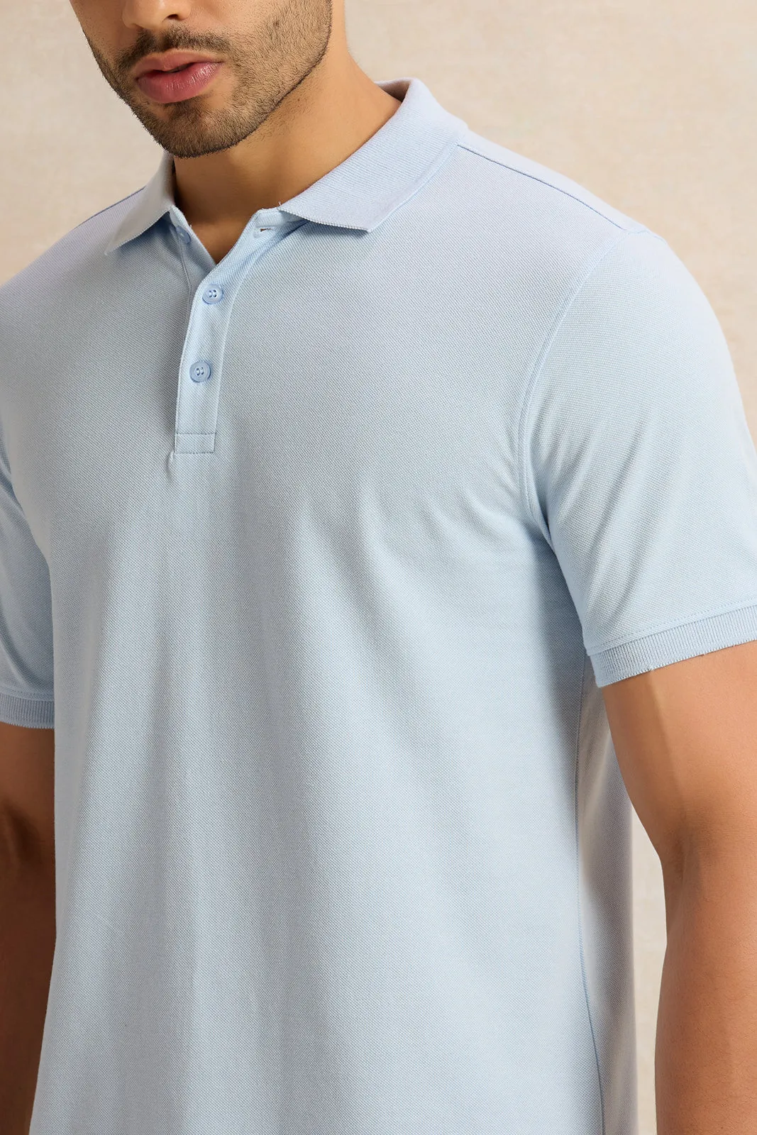 Men Blue Solid Polo Shirt