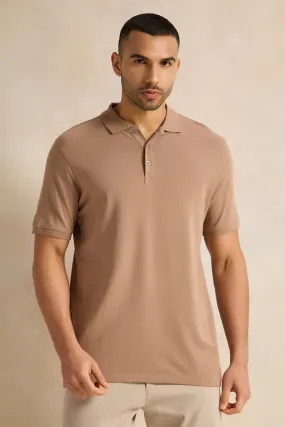 Men Brown Solid Polo Shirt