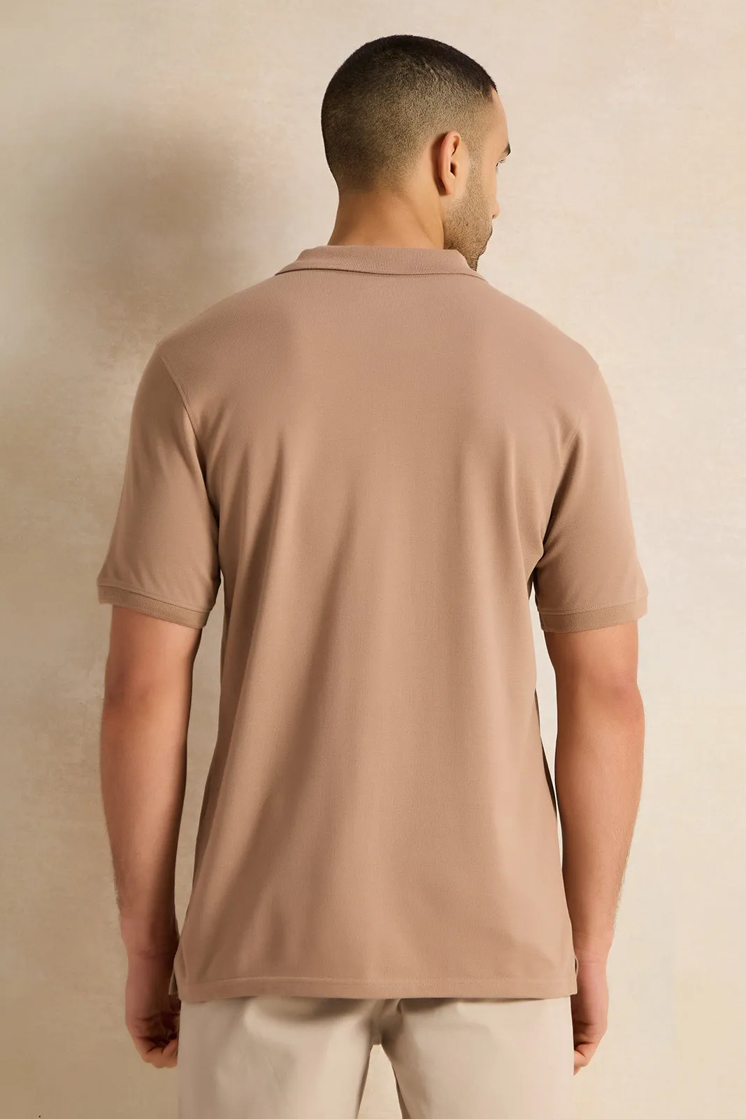 Men Brown Solid Polo Shirt