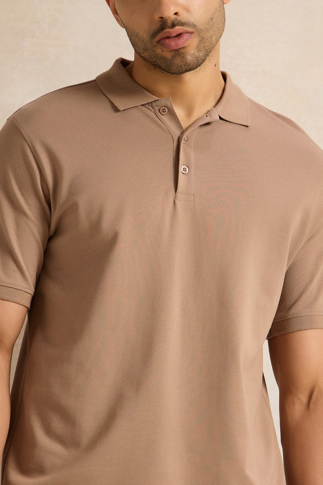 Men Brown Solid Polo Shirt