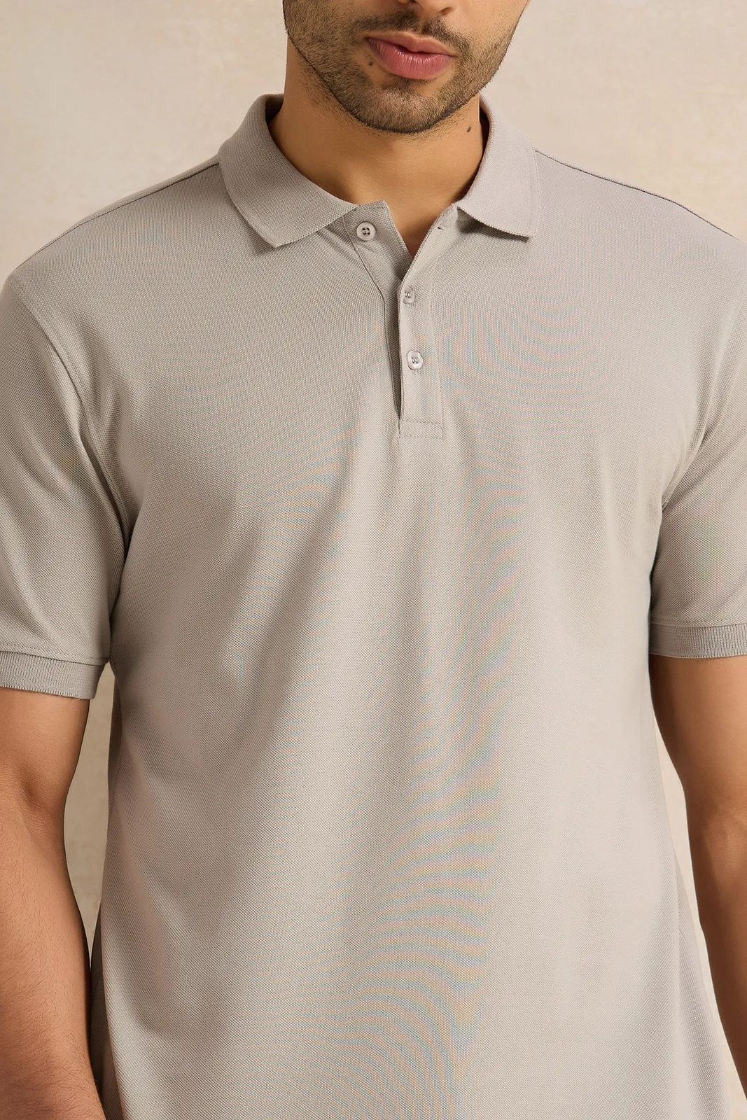 Men Grey Solid Polo Shirt