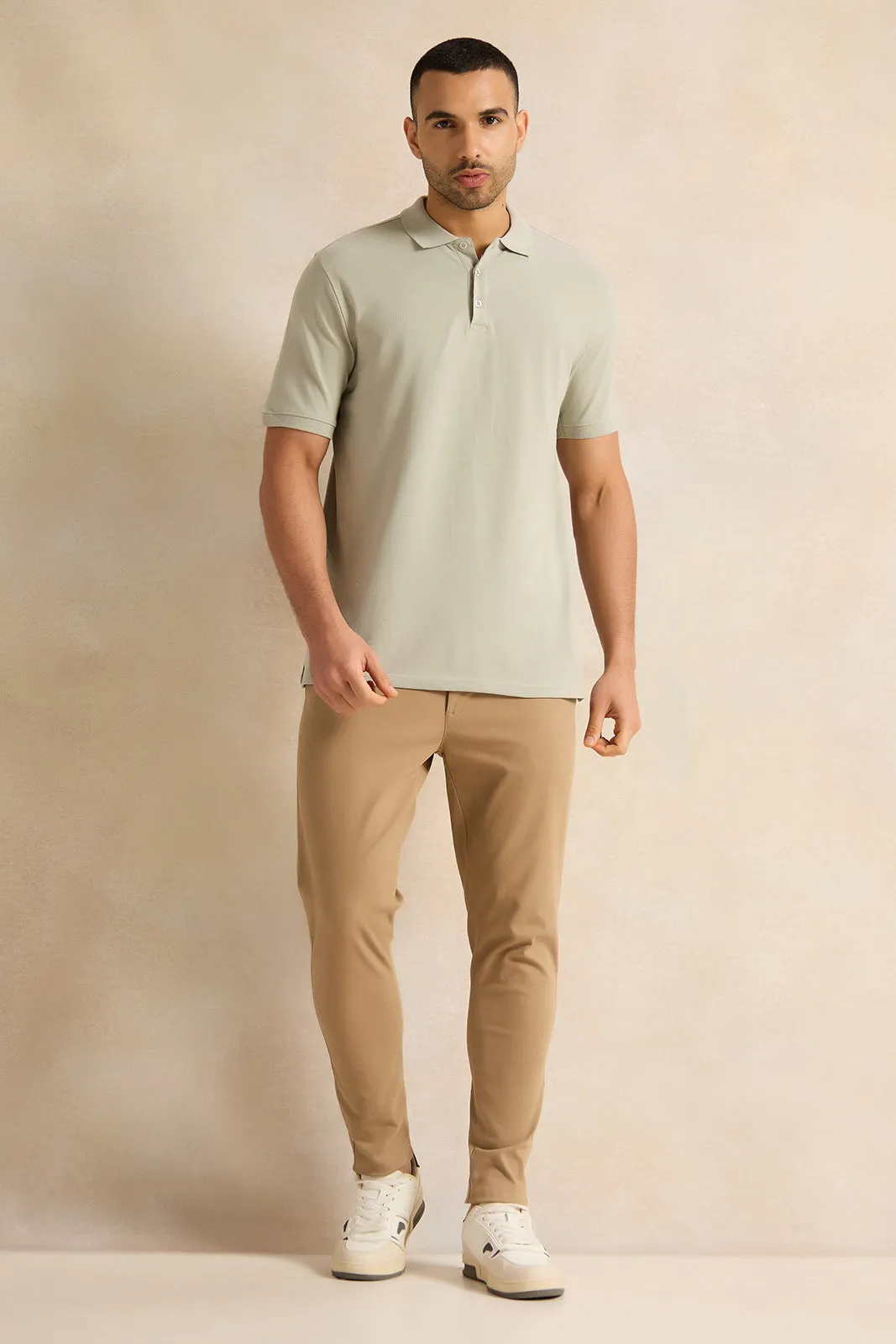 Men Mint Solid Polo Shirt