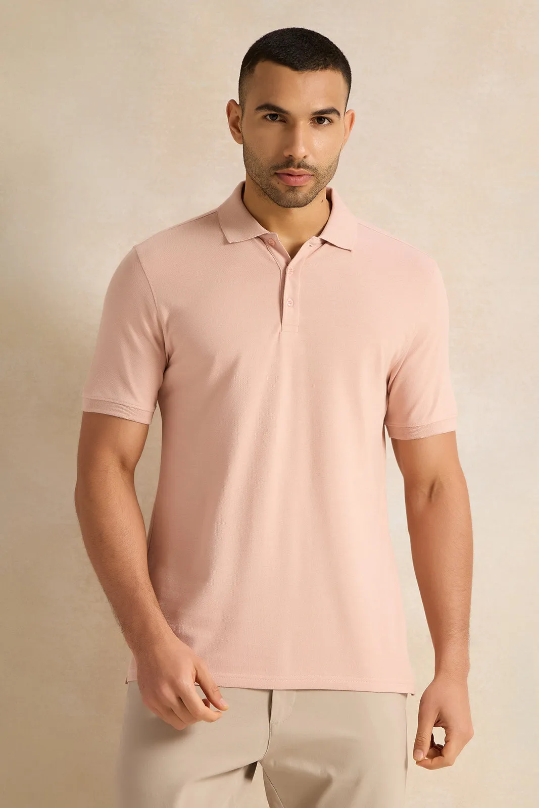 Men Pink Solid Polo Shirt