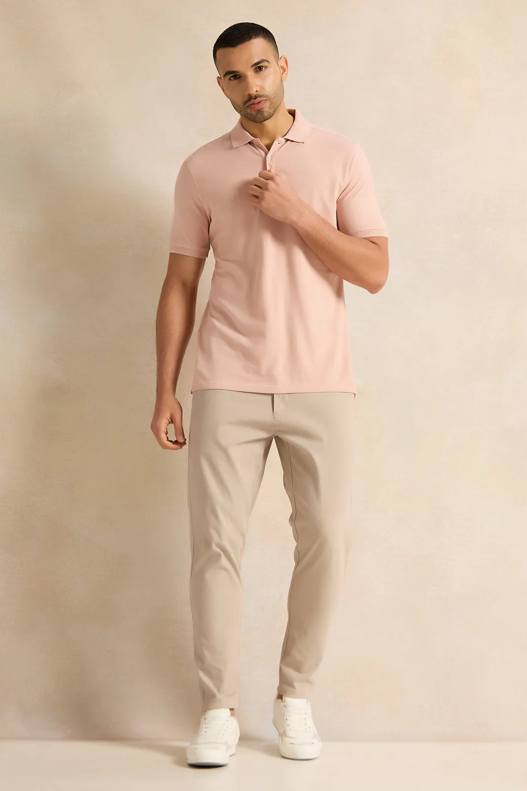 Men Pink Solid Polo Shirt