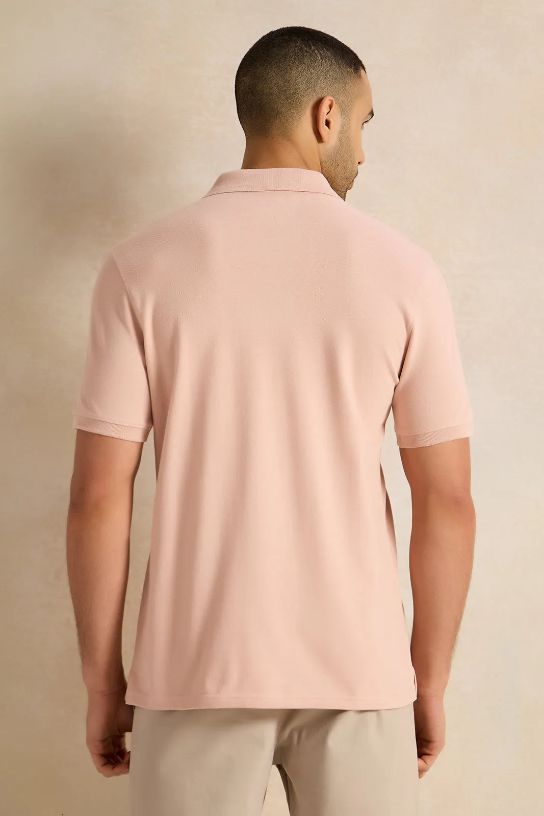 Men Pink Solid Polo Shirt