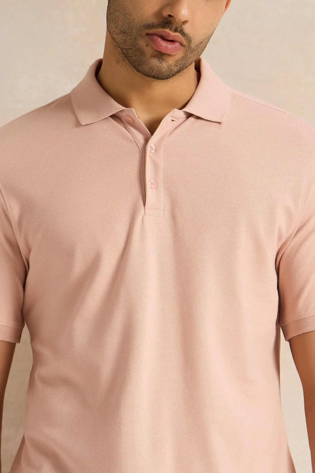 Men Pink Solid Polo Shirt