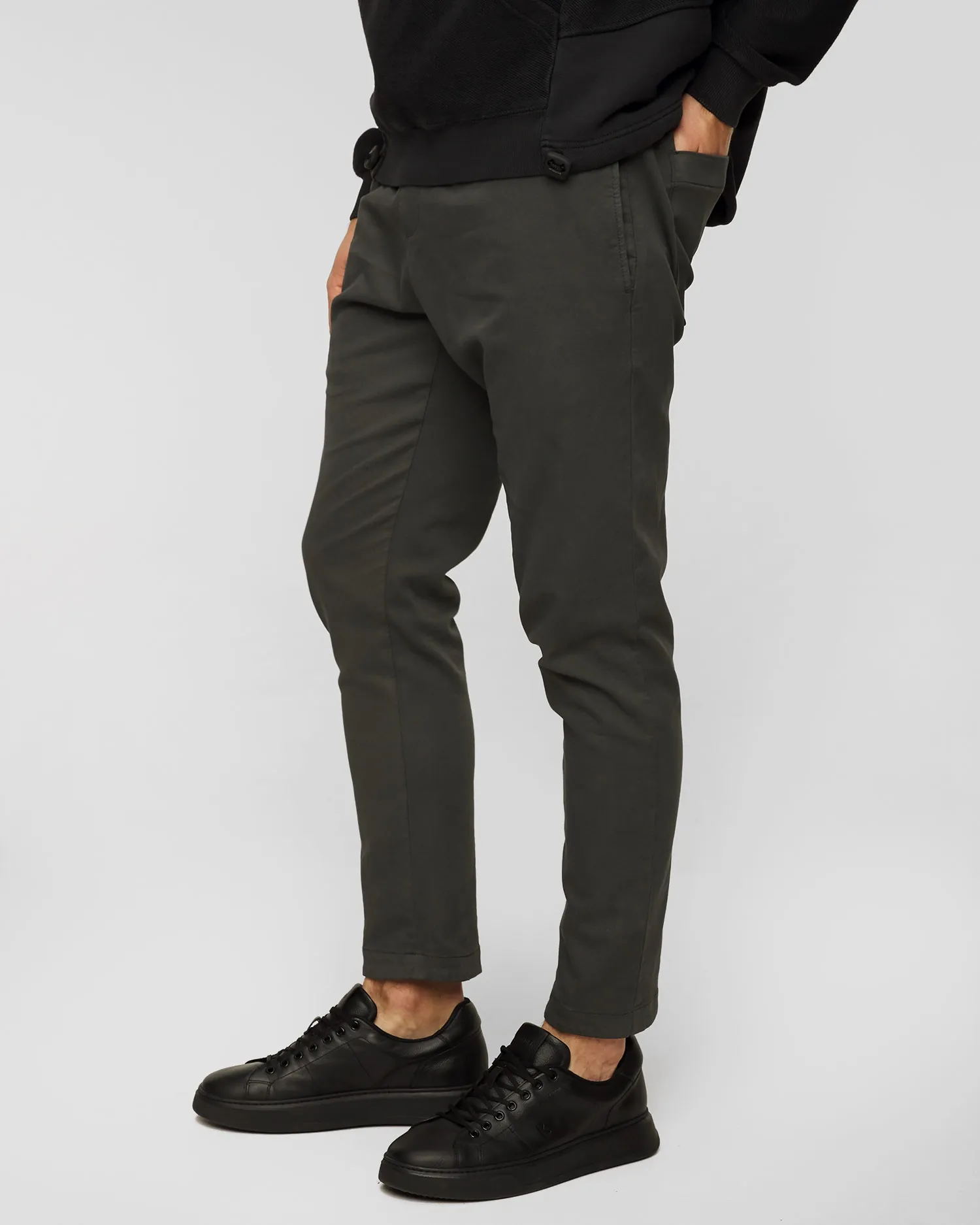 Men's dark grey wool trousers Dondup Pantalone Dom UP556-945