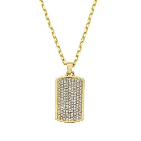 Men's 22 CZ Dog Tag Necklace gold