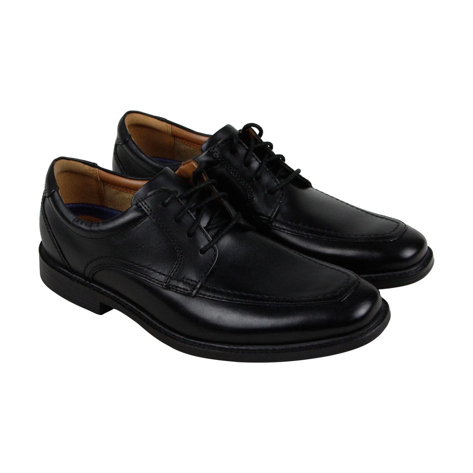 Men's Black Leather Plain Toe Oxfords Shoes