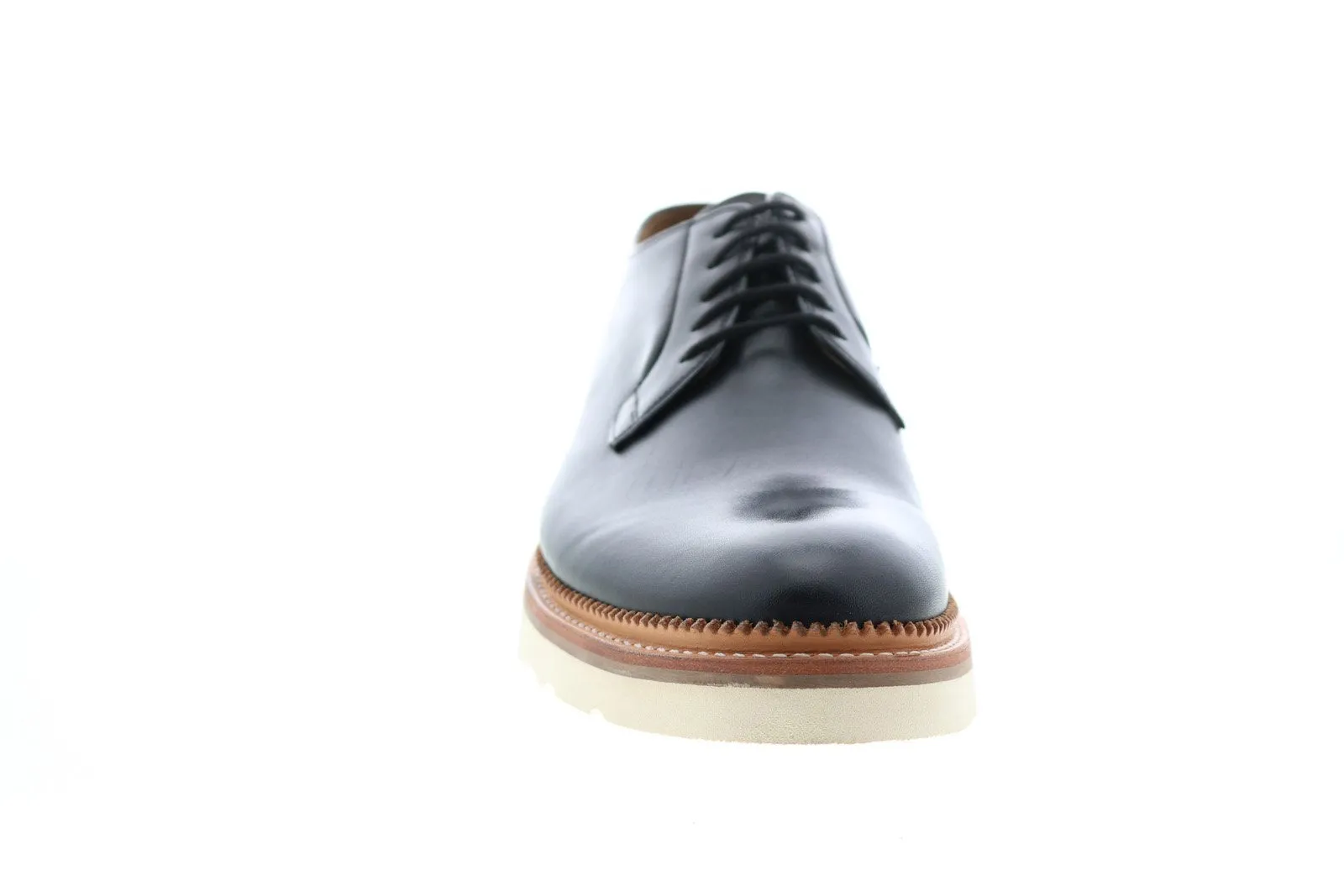 Men's Black Leather Plain Toe Oxfords