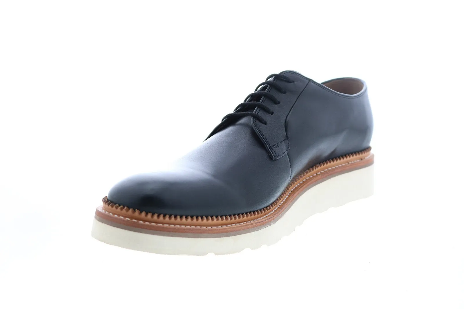 Men's Black Leather Plain Toe Oxfords