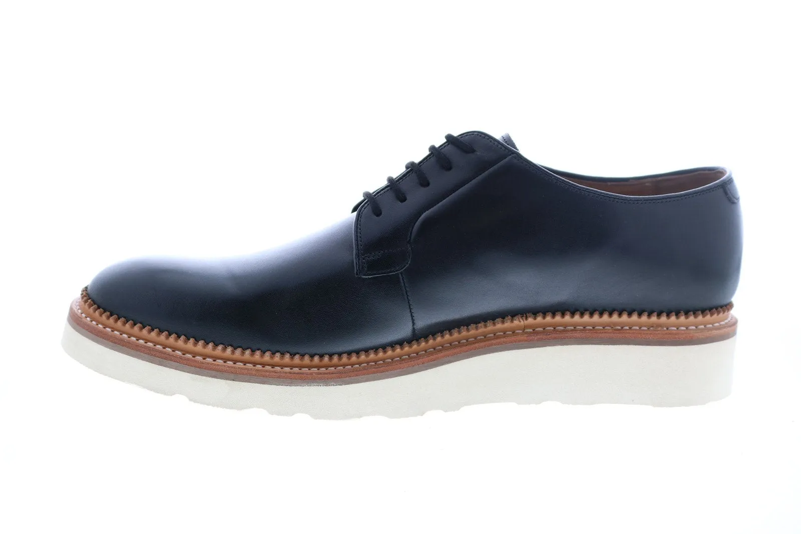 Men's Black Leather Plain Toe Oxfords