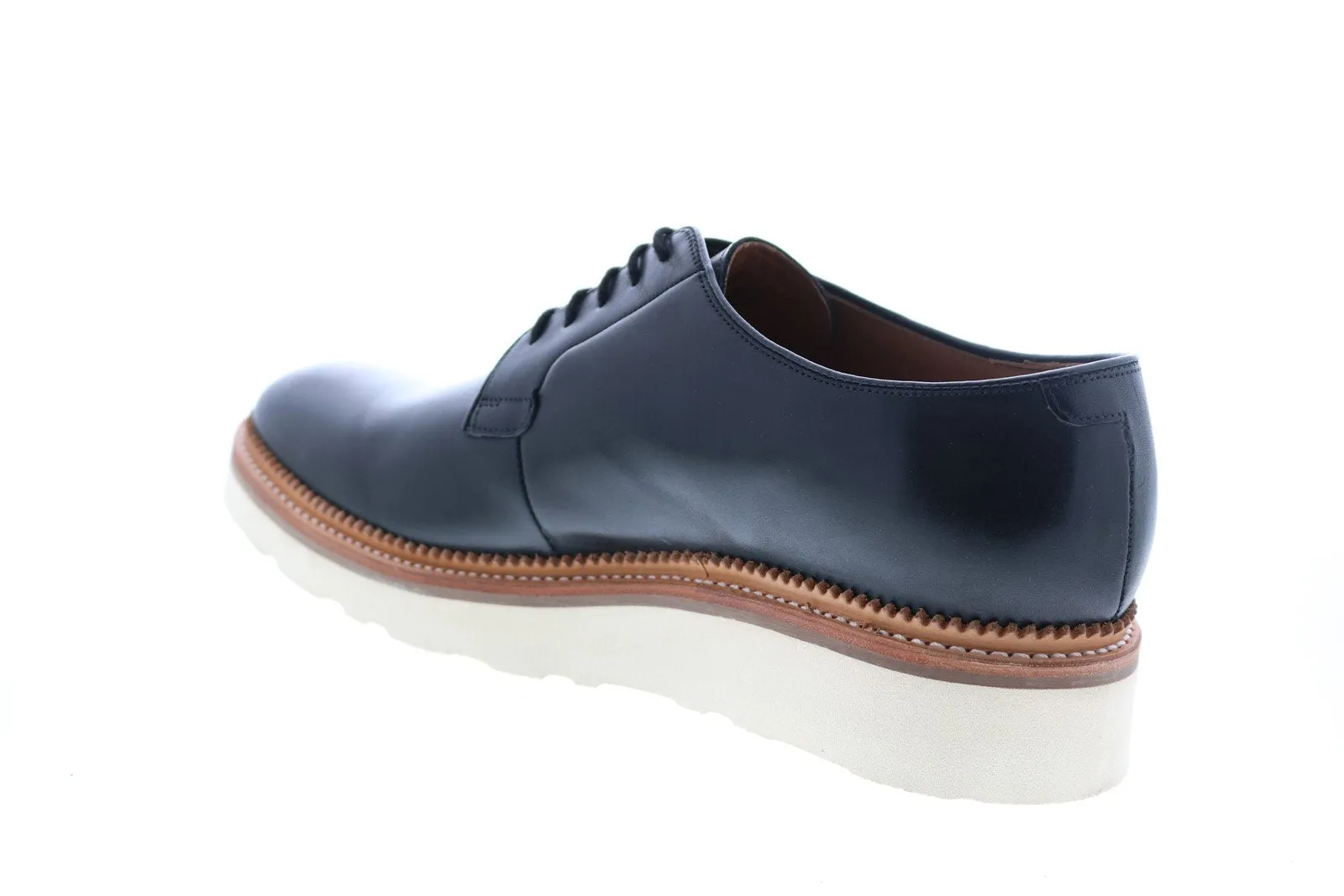 Men's Black Leather Plain Toe Oxfords