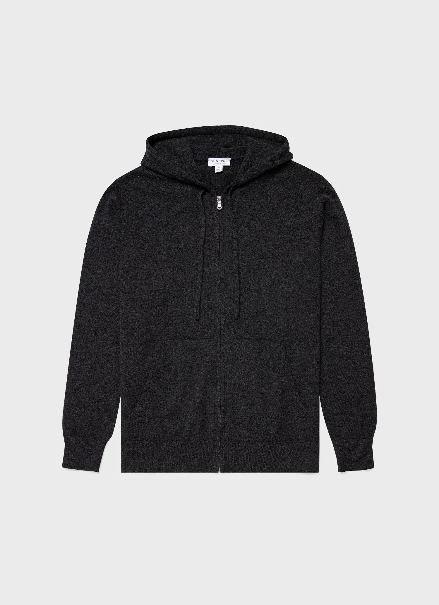 Men's Cashmere Zip Hoodie in Charcoal Melange