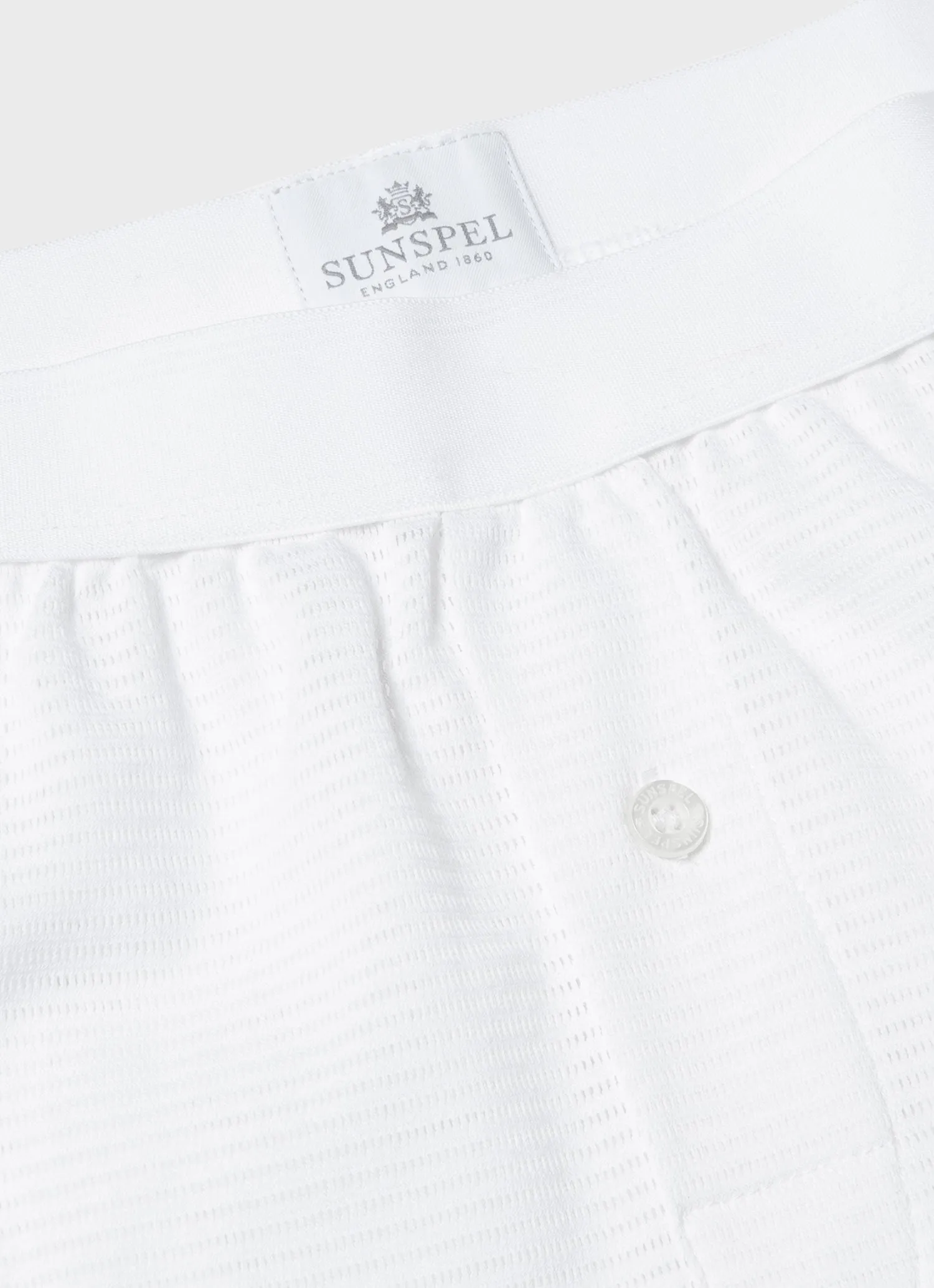 Men's Cellular Cotton One-Button Boxer Shorts in White