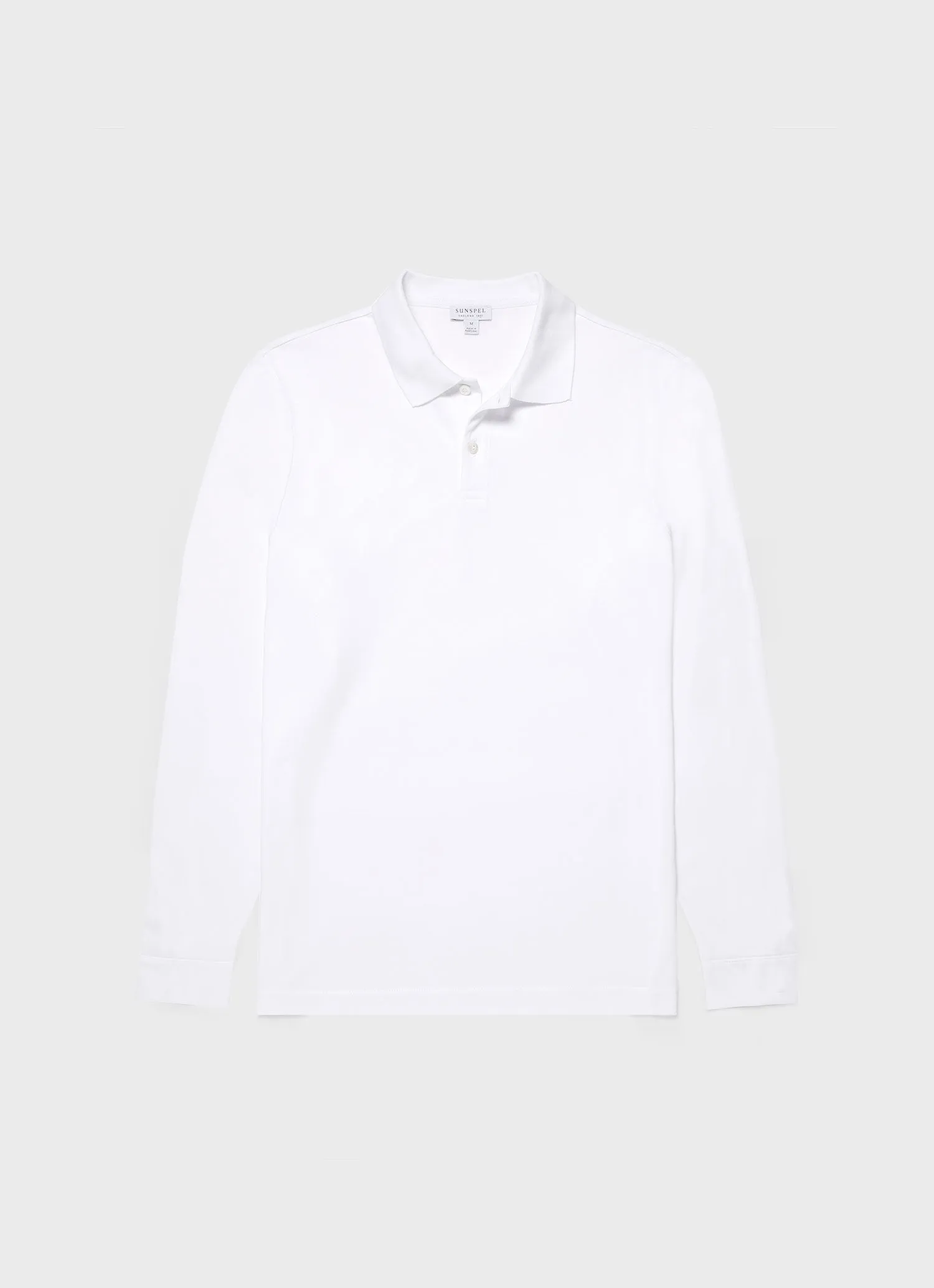 Men's Long Sleeve Piqué Polo Shirt in White