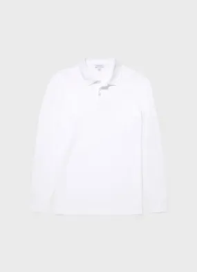 Men's Long Sleeve Piqué Polo Shirt in White