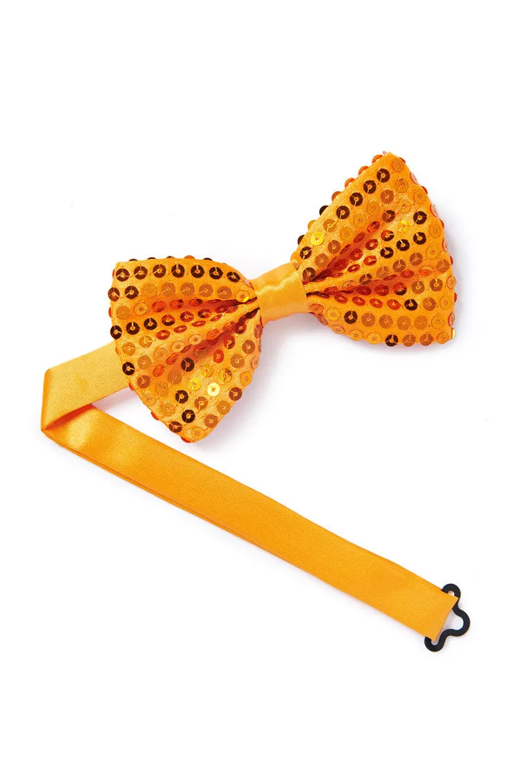 Men's Orange Sequin Bow Tie