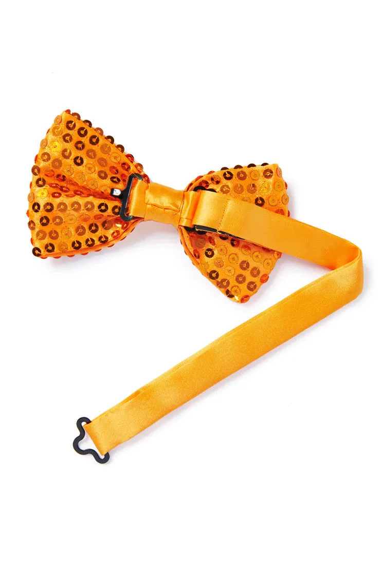 Men's Orange Sequin Bow Tie