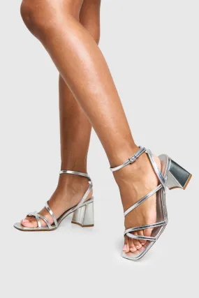 Metallic Mid Block Heel Strappy Heels