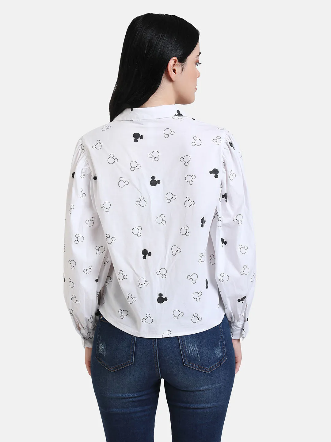 Shirt with Mickey Mouse Print and Sequins