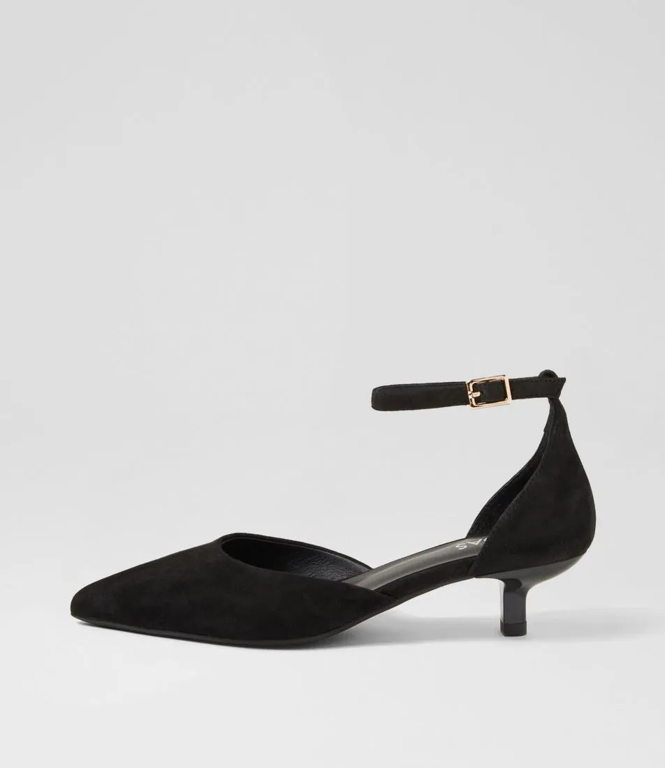 MIDAS Cosha Black Suede Heels