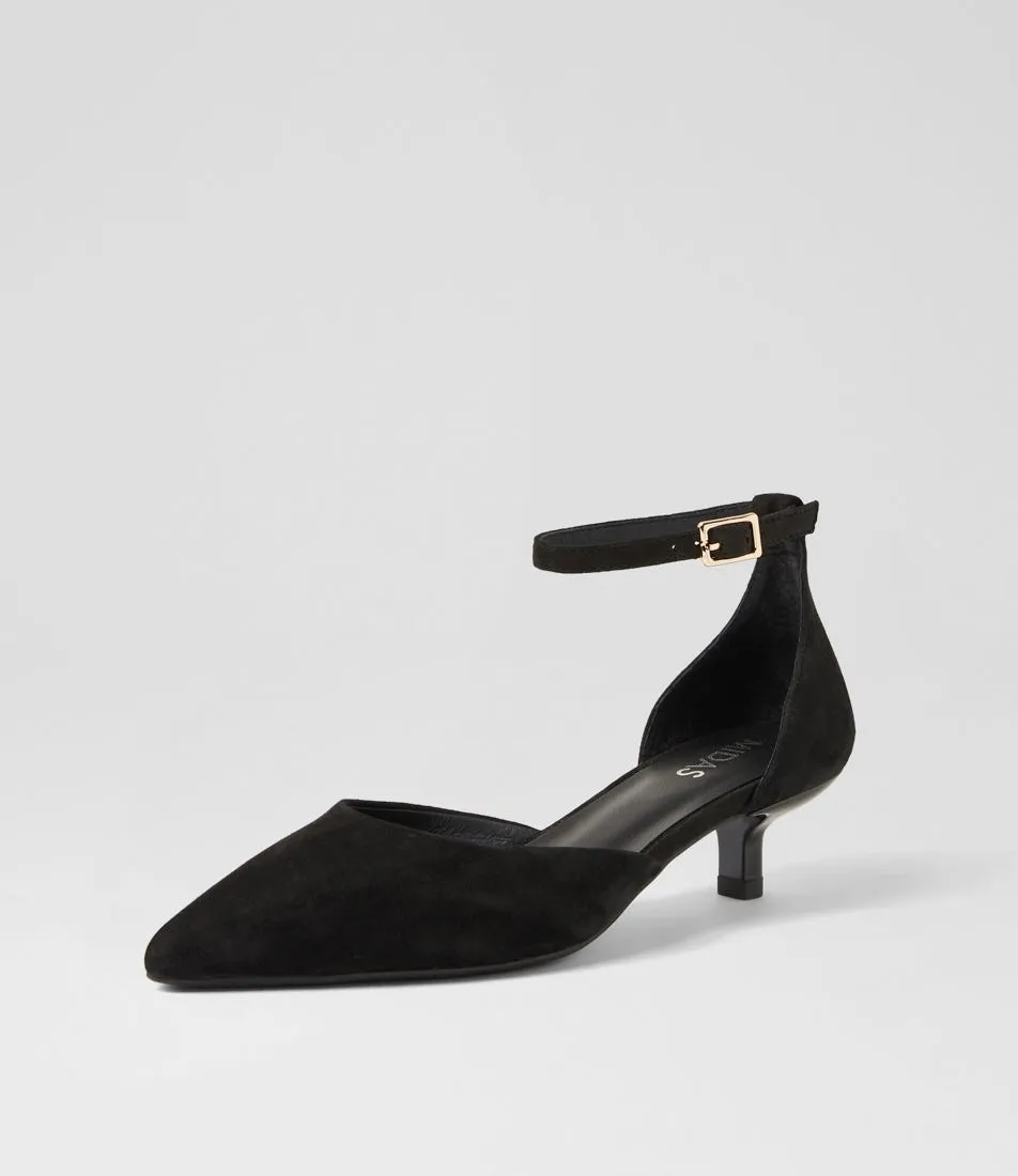 MIDAS Cosha Black Suede Heels