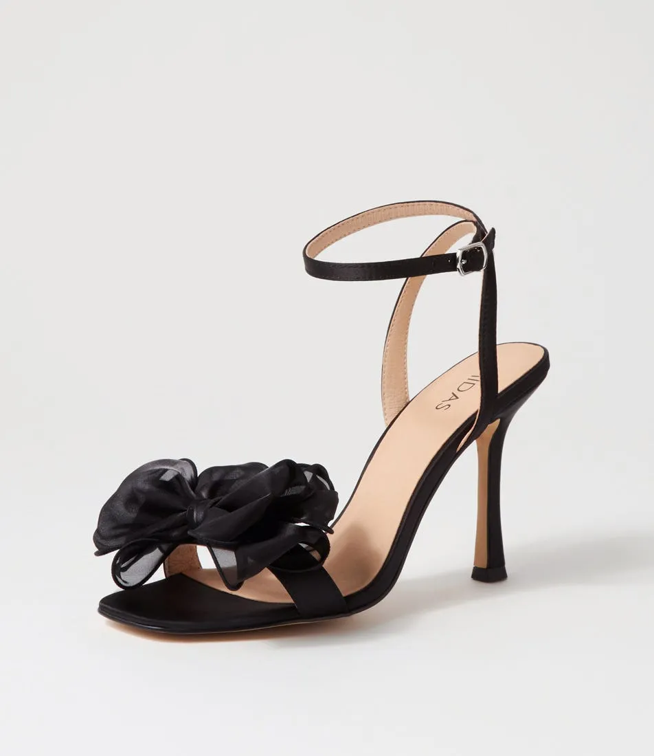 MIDAS Darris Black Satin Heels