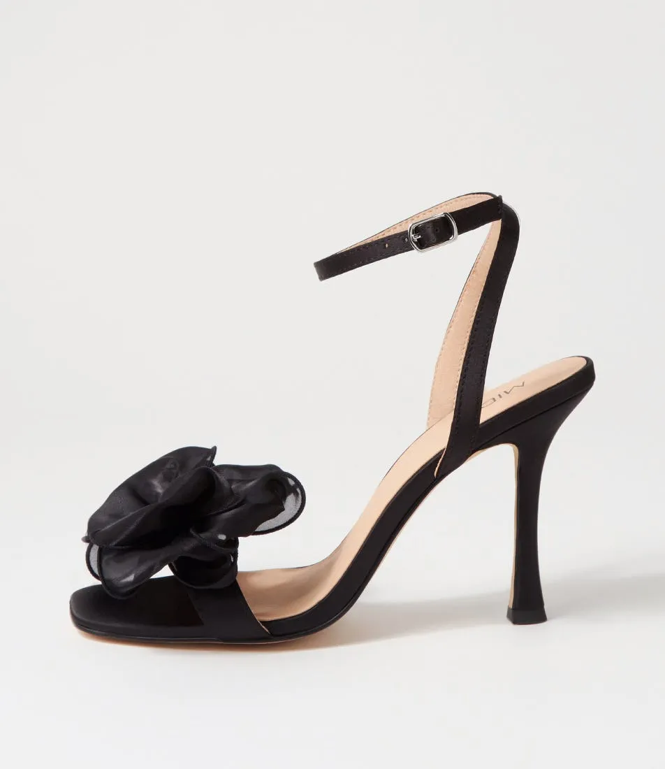 MIDAS Darris Black Satin Heels