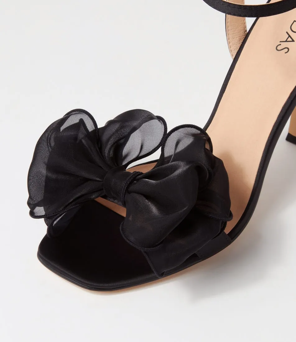 MIDAS Darris Black Satin Heels