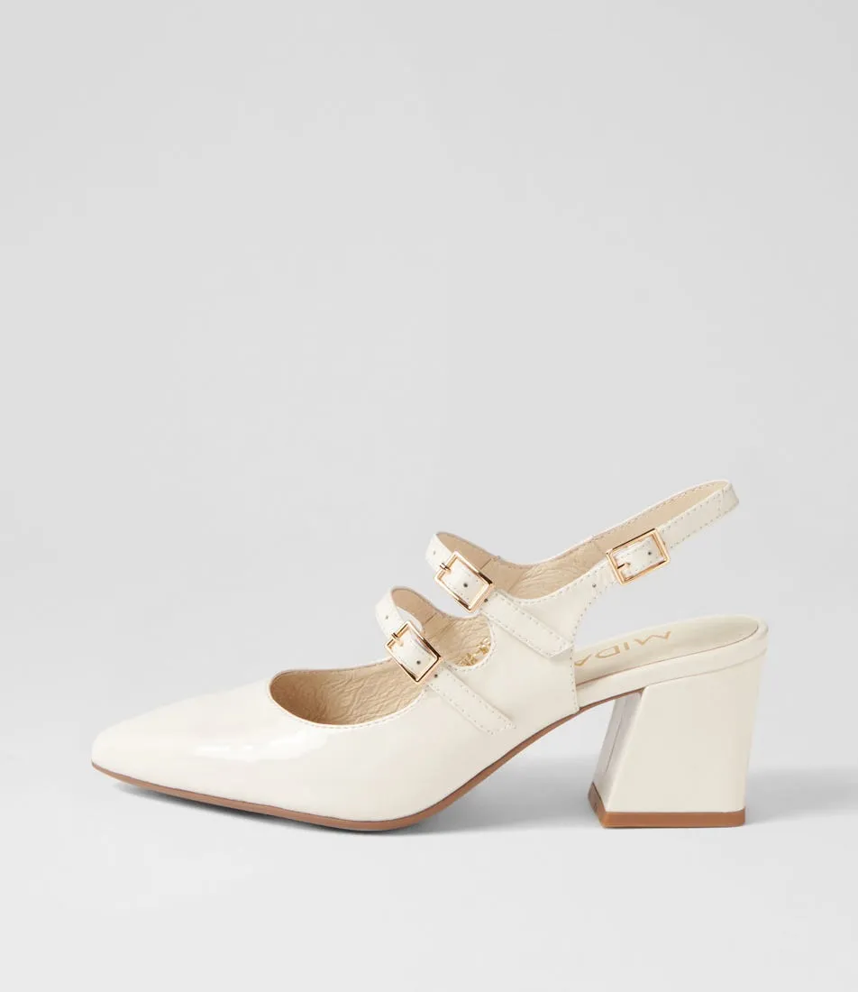 MIDAS Merina Ivory Patent Leather Mary Jane Heels