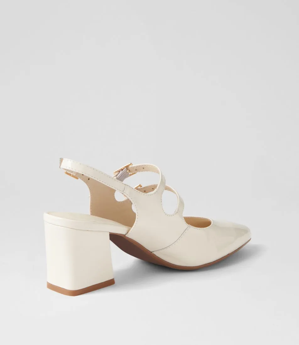 MIDAS Merina Ivory Patent Leather Mary Jane Heels