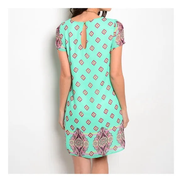 Mint Print Dress