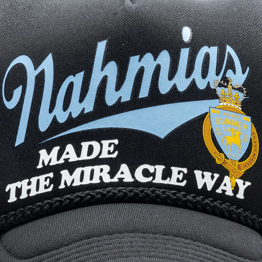 Dusty Blue/Black Foam Trucker Hat by Miracle Way