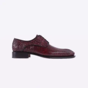 Cervas Men's Burgundy Cashmere Flower Print Derby Oxfords