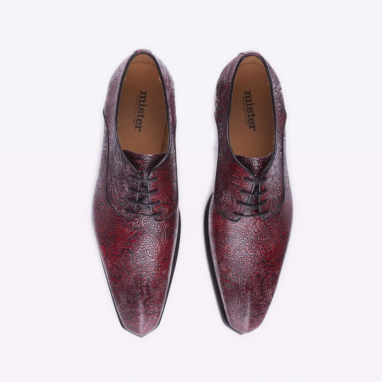 Cervas Men's Burgundy Cashmere Flower Print Derby Oxfords