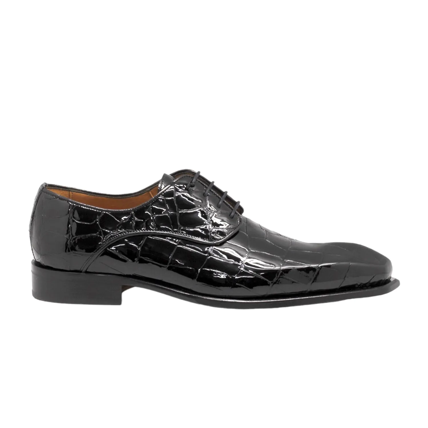 Black Crocodile Print Leather Derby Oxfords by Mister Osor