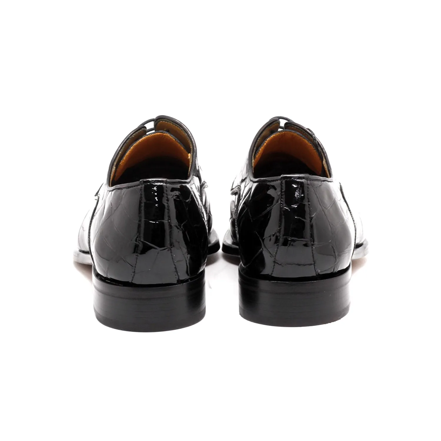 Black Crocodile Print Leather Derby Oxfords by Mister Osor