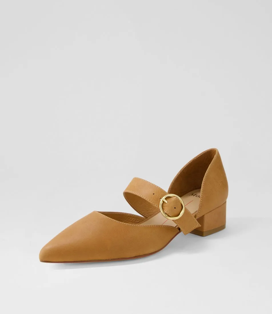 MOLLINI Theday Tan Leather Mary Jane Heels