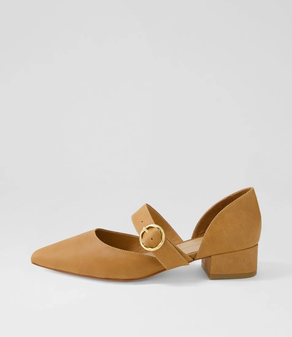 MOLLINI Theday Tan Leather Mary Jane Heels