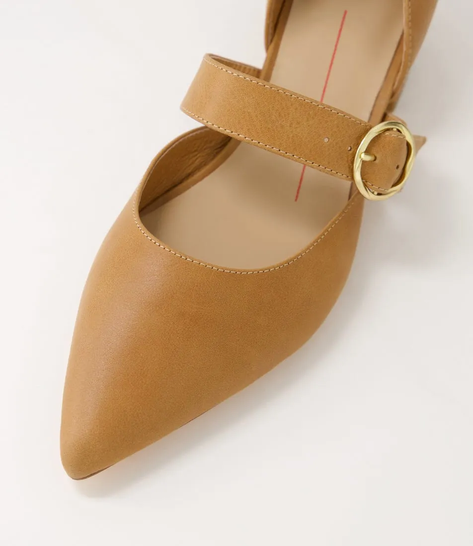 MOLLINI Theday Tan Leather Mary Jane Heels