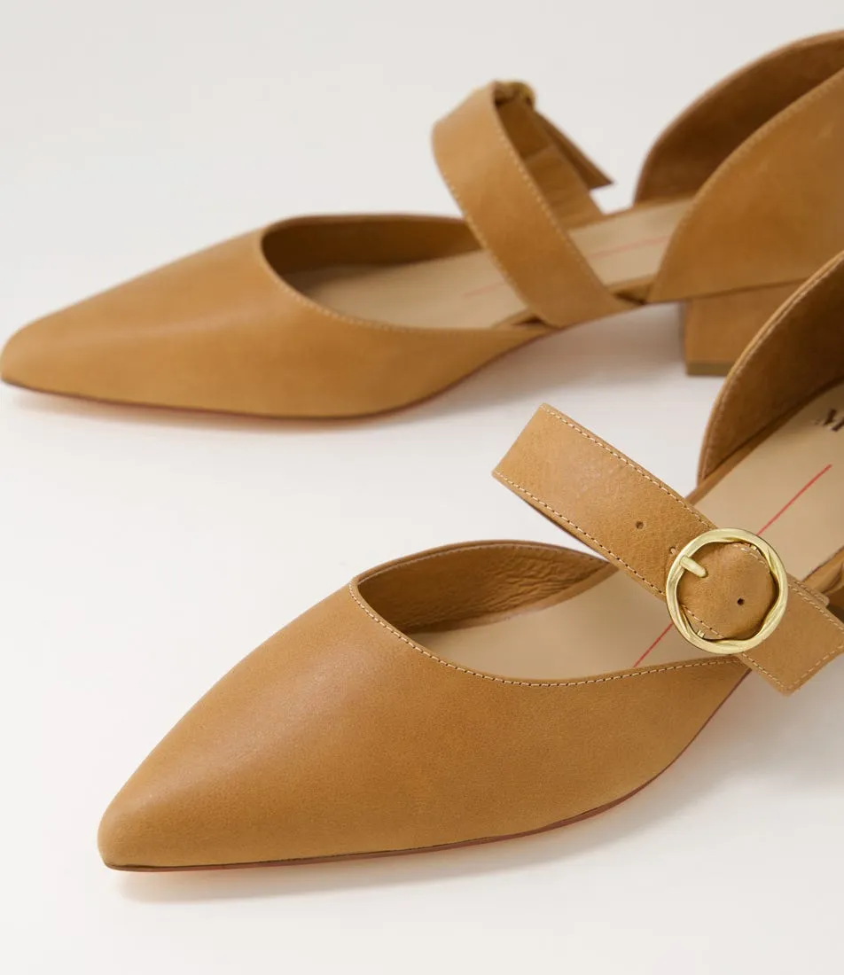 MOLLINI Theday Tan Leather Mary Jane Heels