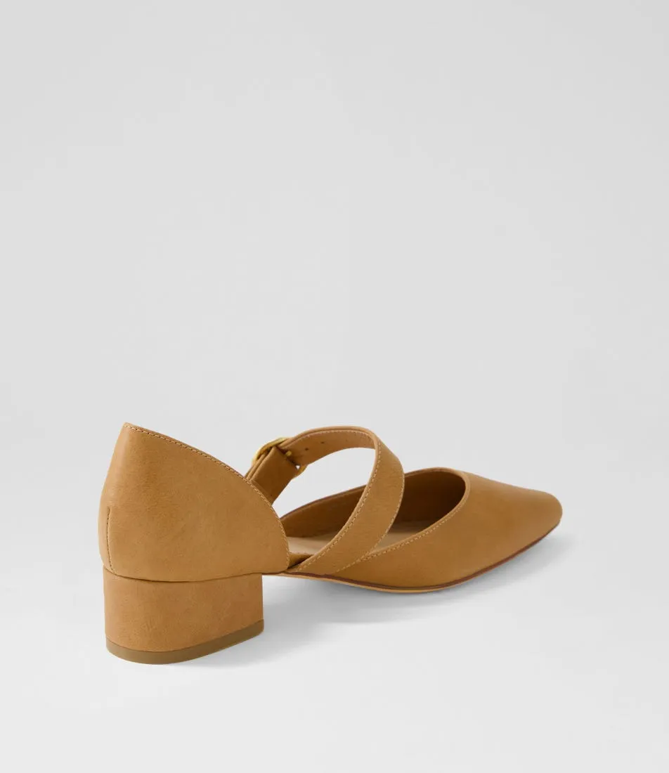 MOLLINI Theday Tan Leather Mary Jane Heels