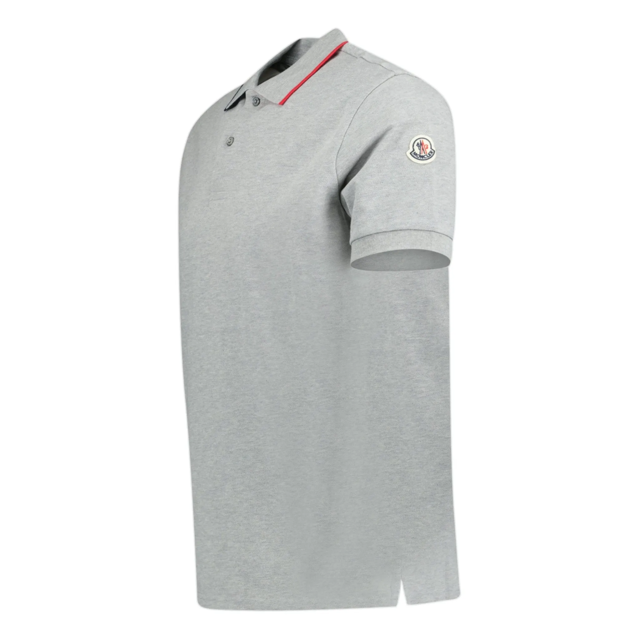 MONCLER Grey Polo Shirt with Sleeve Logo